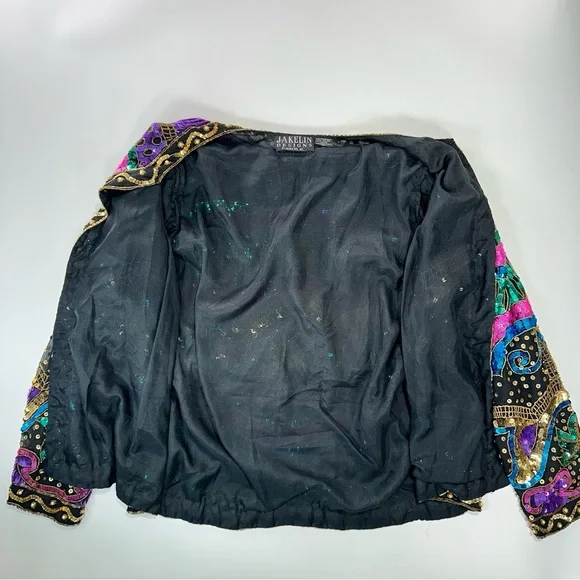 Jakelin Designs vintage silk sequin statement jacket XL - Picture 7 of 16